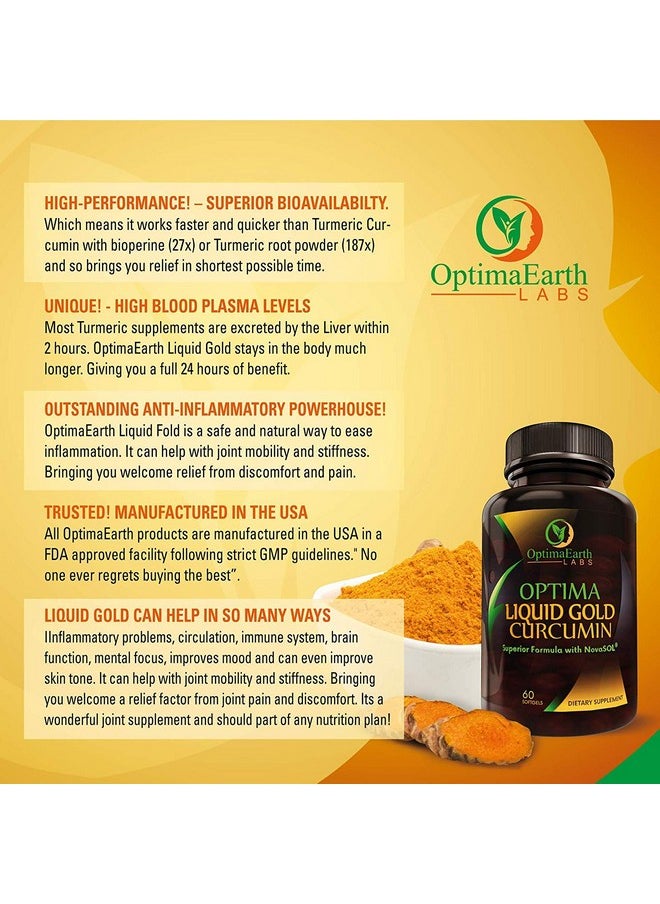 OptimaEarth Labs Optimaearth Liquid Gold Curcumin W/Novasol Turmeric Curcumin Supplement Relief Factor For Joint Pain And Inflammation 185X More Bioavailable Than Standard Curcumin Supplements  - Image 4