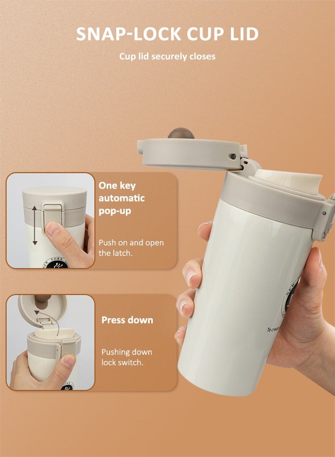 HomarKet Travel Coffee Mug with Splash Proof Sliding Lid, Double Wall Stainless Steel Vacuum Insulated Coffee Mug for Home and Office, Keep Beverages Hot or Cold  - Image 4