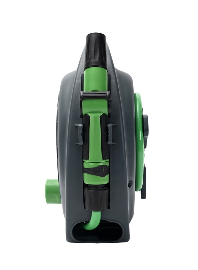 لوازم بكرة ​​خرطوم حديقة مع فوهة رش -10 متر- أخضر مجموعة خرطوم ماء محمولة مع مسدس رش بثلاث أنماط قابلة للتعديل، خرطوم 10 متر مقاوم للالتواء لري الحديقة وغسل السيارات وتنظيف الفناء والمساحات الخارجية - Image 3