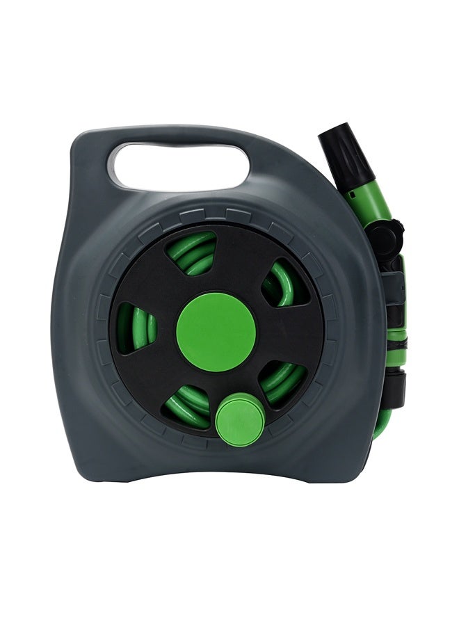 لوازم بكرة ​​خرطوم حديقة مع فوهة رش -10 متر- أخضر مجموعة خرطوم ماء محمولة مع مسدس رش بثلاث أنماط قابلة للتعديل، خرطوم 10 متر مقاوم للالتواء لري الحديقة وغسل السيارات وتنظيف الفناء والمساحات الخارجية - Image 2