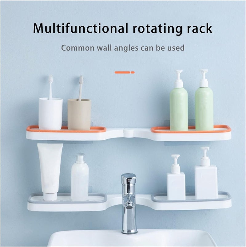 MEXONIC Wall Mounted Countertop Corner Dual Purpose Shelf, 180 Degree Rotation Corner Shower Shelves, Bathroom Corner Punch Free Rack Shampoo Storage Rack Holder with Suction Cup (Grey), ABS Plastic - Image 4