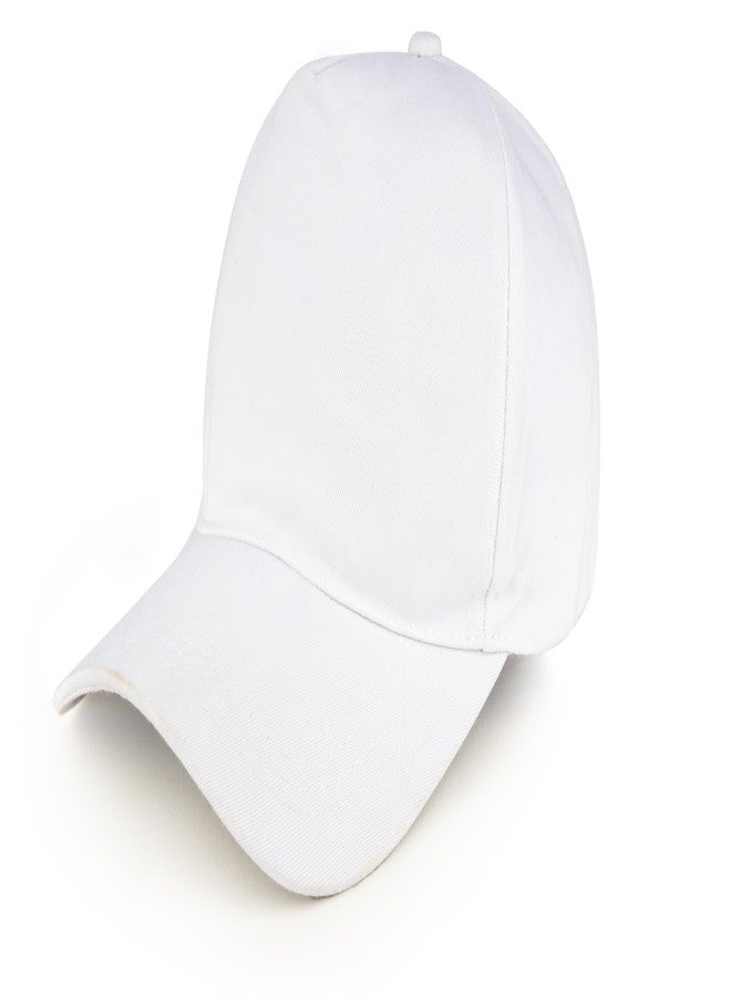 PrimeBox Unisex 5 Panel Plain Cap with Adjustable Strap for Summer Sports and Gym - Pack of 1 (White) - Image 3