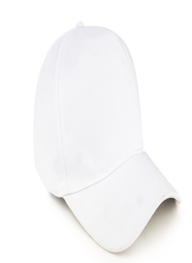 PrimeBox Unisex 5 Panel Plain Cap with Adjustable Strap for Summer Sports and Gym - Pack of 1 (White) - Image 1