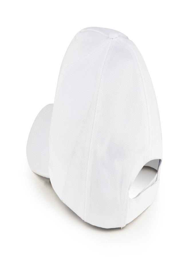 PrimeBox Unisex 5 Panel Plain Cap with Adjustable Strap for Summer Sports and Gym - Pack of 1 (White) - Image 4