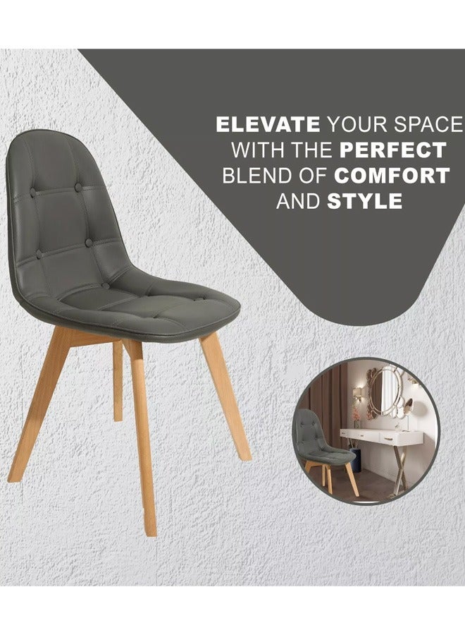 Taimi Wooden Dining Chair With Padded Seat Designed  Designed In A Practical And Elegant ay For Home Kitchen Lounge And Office Color Gray - Image 4