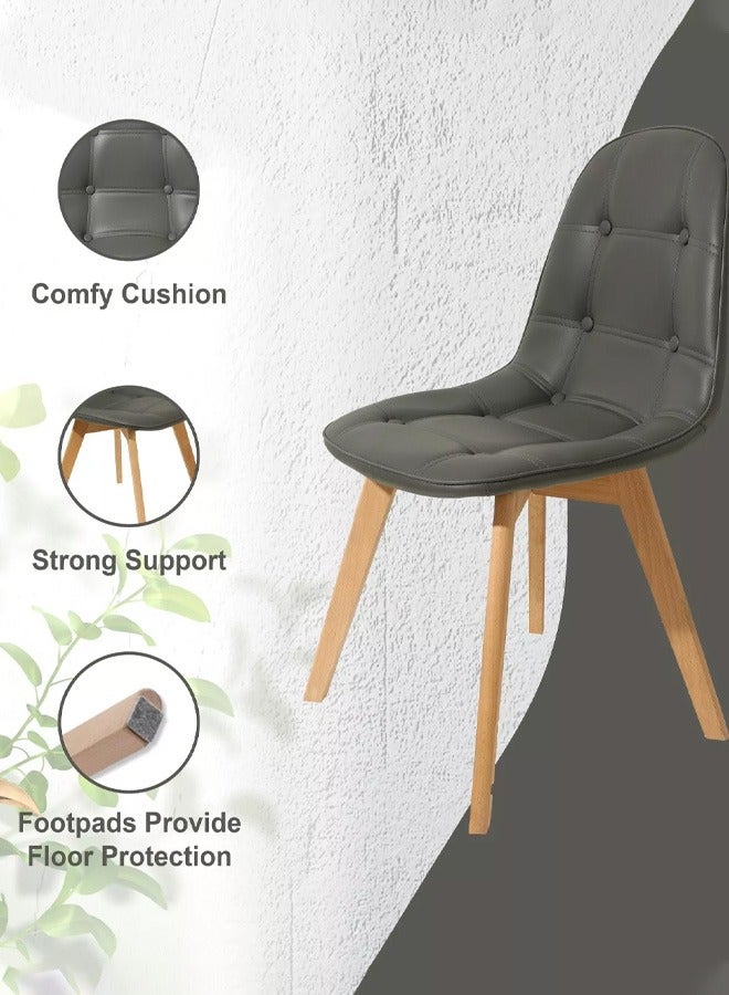 Taimi Wooden Dining Chair With Padded Seat Designed  Designed In A Practical And Elegant ay For Home Kitchen Lounge And Office Color Gray - Image 5