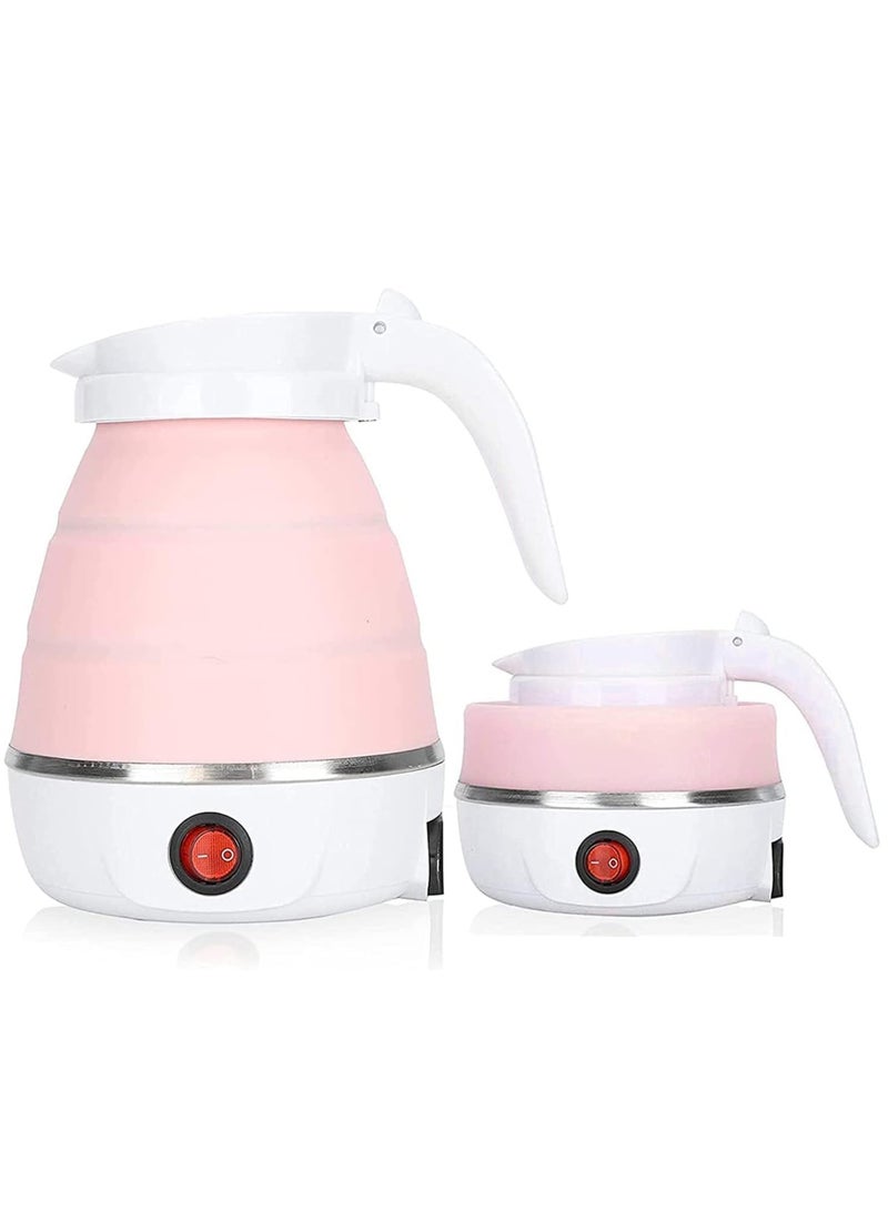 ELTRAZONE Travel Foldable Silicon Water Heater Jug Collapsible Mini Portable Electric Kettle (Pink) - Image 1