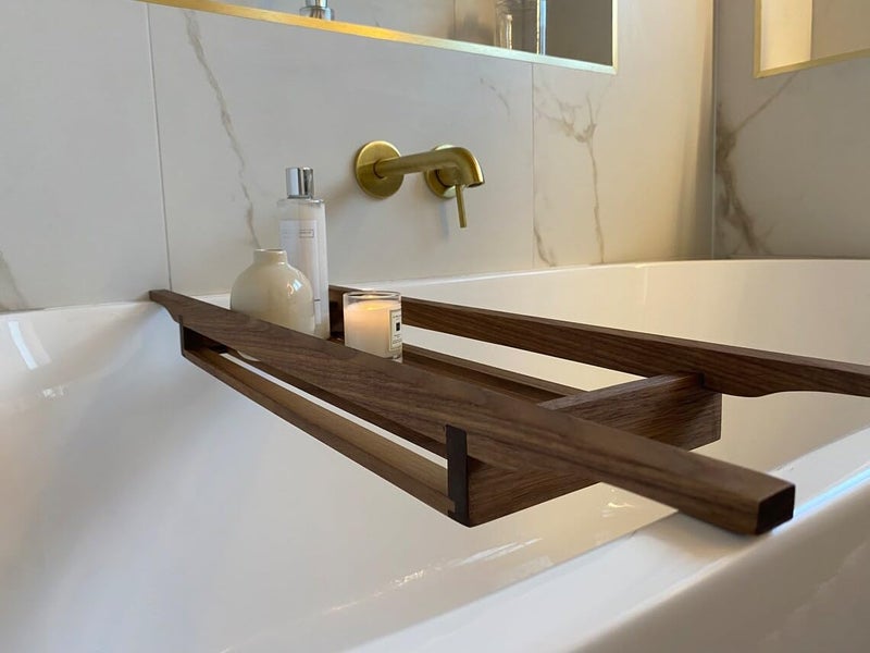 RuPS Premium Bathtub Tray/Bath Caddy for Bathroom, Bath Shelf/Table for Poll, Spa House, Modern Light Weight Solid Wood Bath Caddy. (Dark Brown) - Image 2