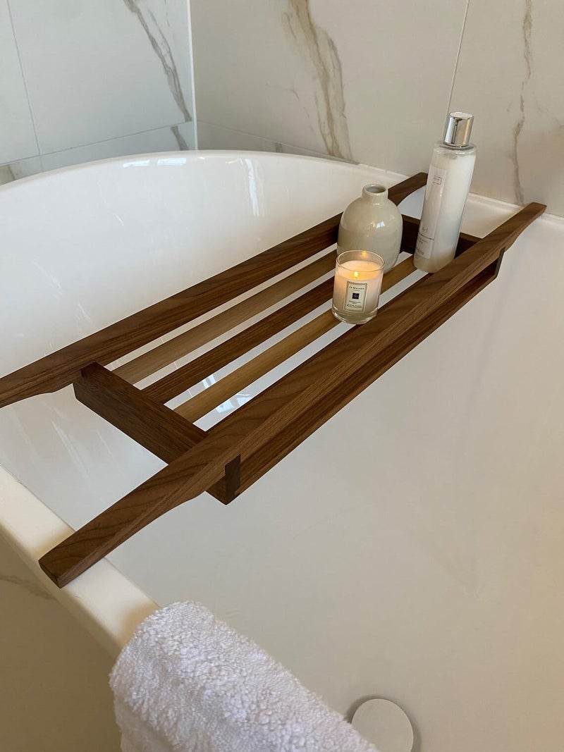 RuPS Premium Bathtub Tray/Bath Caddy for Bathroom, Bath Shelf/Table for Poll, Spa House, Modern Light Weight Solid Wood Bath Caddy. (Dark Brown) - Image 4