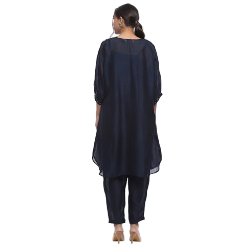 BIBA Women Poly Silk Solid Kurta Sets (FESTIVE2769AW24MIDBLU_Midnight Blue, 2XL - Image 5