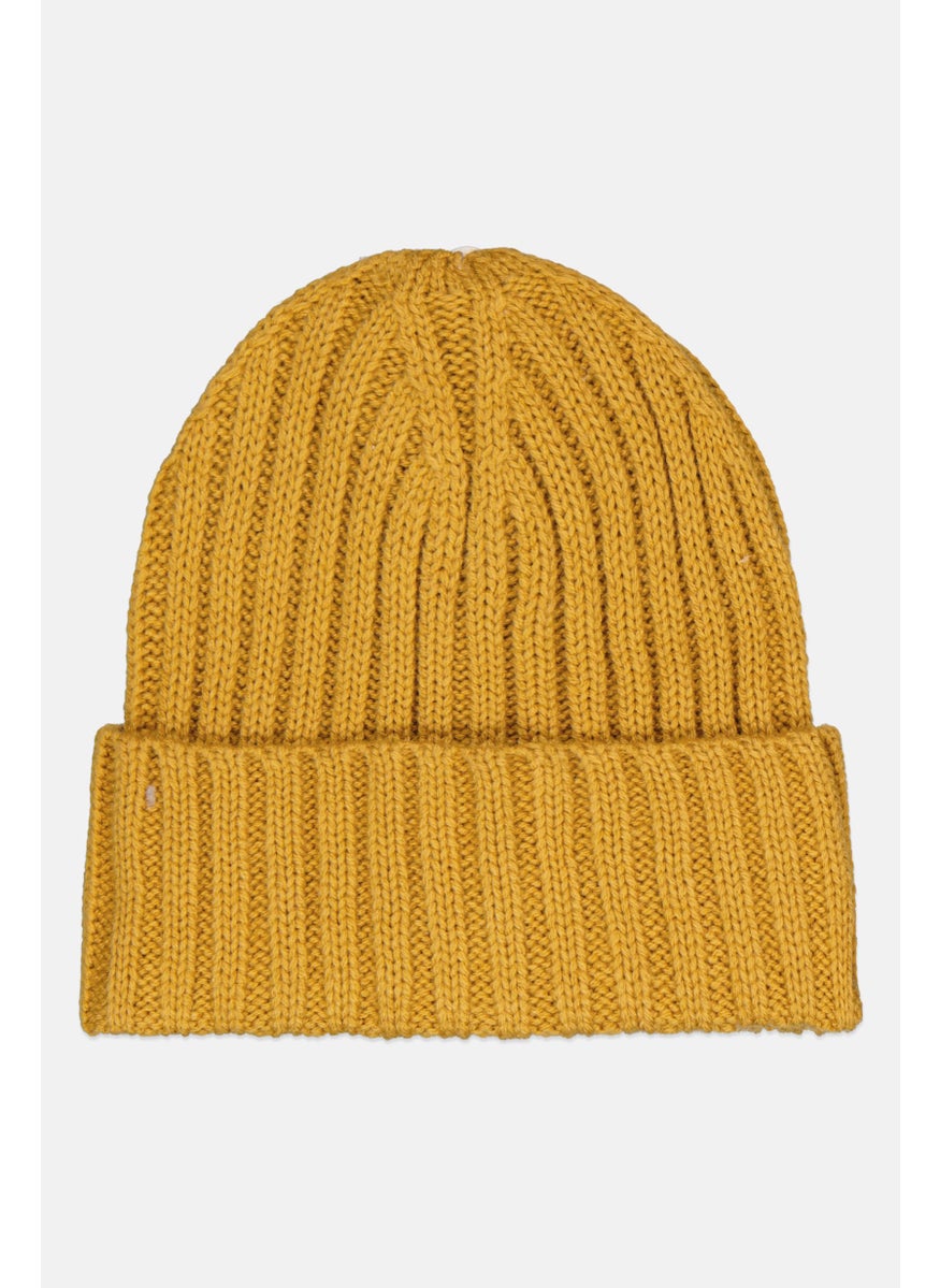 Lefties Toddlers Girl Knitted Beanie Hat, Mustard 
