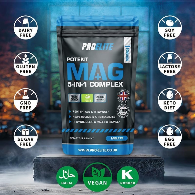 ProElite Magnesium Glycinate 5-in-1 Complex 1286mg - 400mg Elemental Per Serving High-Strength Magnesium with Bisglycinate, Citrate, Malate, Oxide, Glycinate Supplement by PROELITE (60 Vegan Tablets) - Image 4