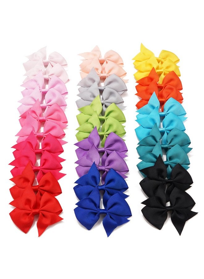 CellElection 30Pieces Boutique Grosgrain Ribbon Hair Clips Dovetail 3.5" Hair Bows Alligator Clips Hair Accessories For Babies Toddlers Teens Gifts 15 Colors In Pairs - Image 1