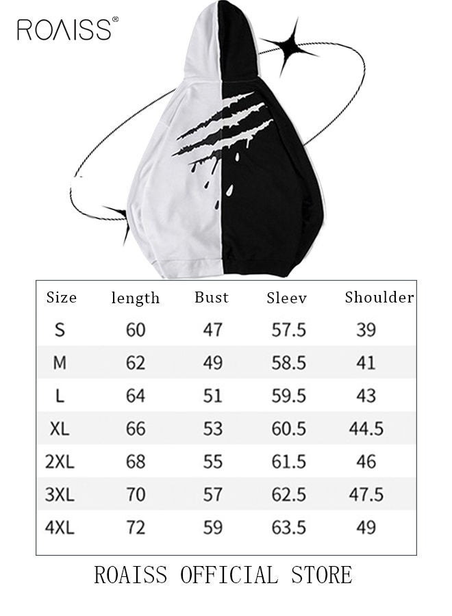 roaiss Men's Color Block Drawstring Hoodie Two Tone Sweatshirts Long Sleeve Hooded Pullover  - Image 5