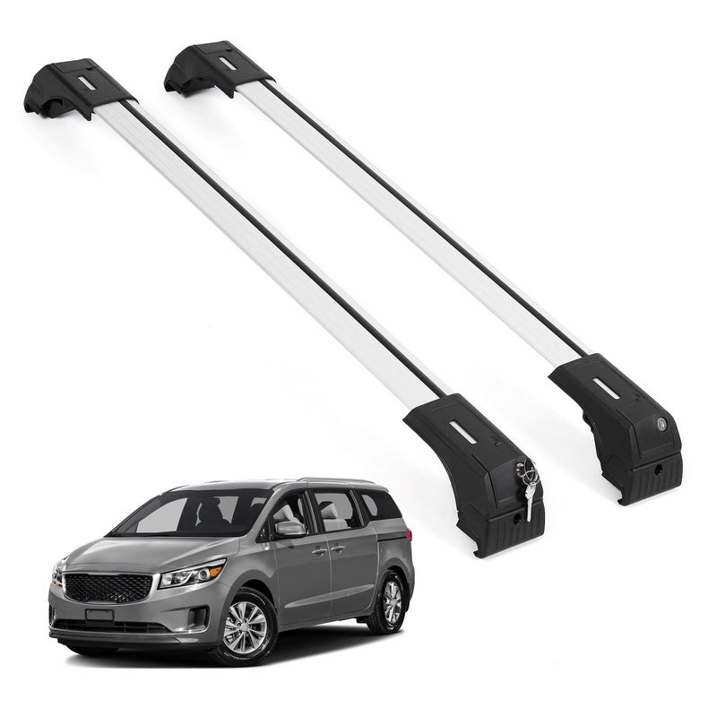ERKUL Roof Rack Cross Bars for Kia Sedona 20152021 Aluminum Crossbars with Anti Theft Lock for Rooftop Compatible with Flush Rails Silver