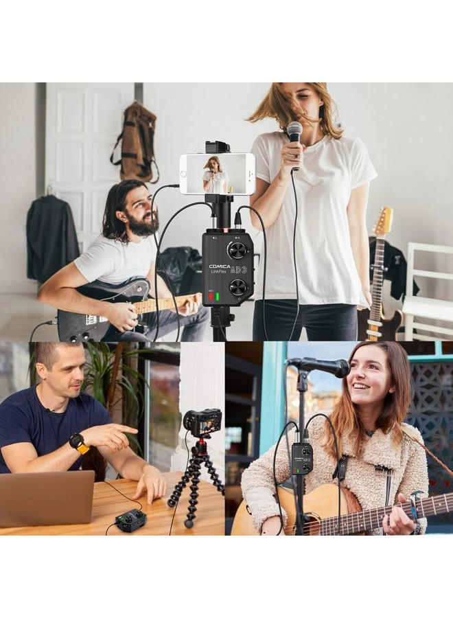 COMICA LINKFLEX.AD3 2-channel XLR/3.5mm Microphone Preamp Mixer with 48V Phantom Power, Real Time Monitor, Guitar Interface Preamp for DSLR Cameras, Camcorders, iPhone,iPad,Mac and Android Smartphones - Image 5