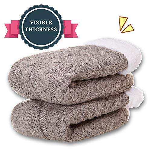 SDBING Women's Winter Super Soft Warm Cozy Fleece Lined Fuzzy Slipper Socks with Grippers (Light Gray, 6-10) - Image 3