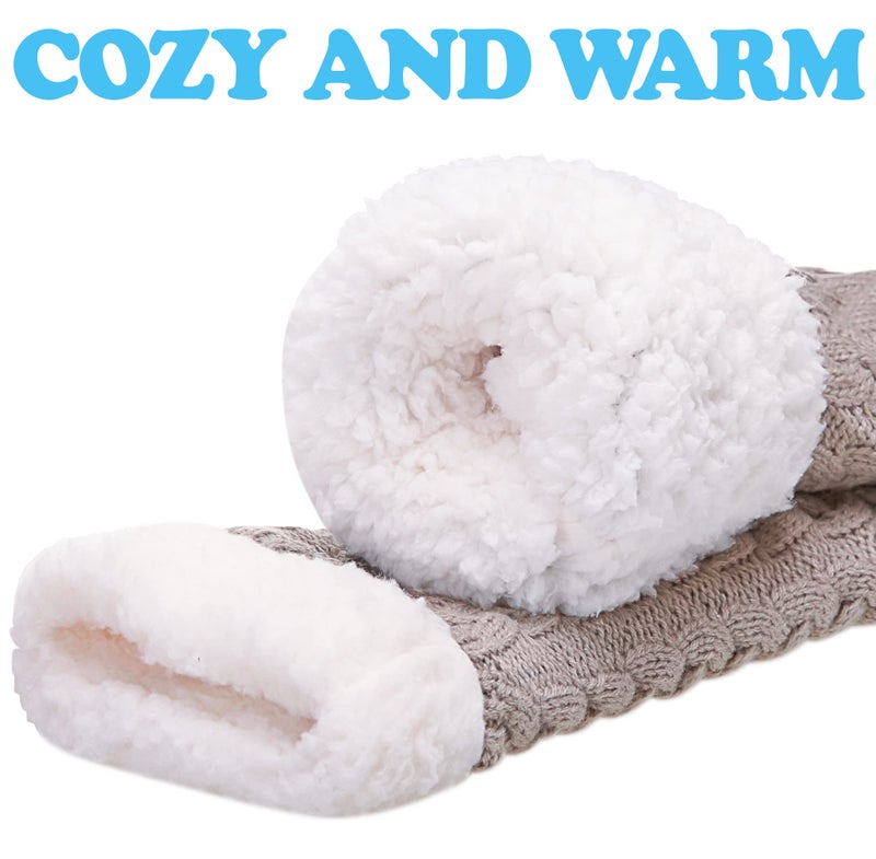 SDBING Women's Winter Super Soft Warm Cozy Fleece Lined Fuzzy Slipper Socks with Grippers (Light Gray, 6-10) - Image 4