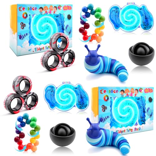 Cevioce 10Pcs Fidget Toys Adults PackStocking Stuffers for Teens Boys GirlsAutism Sensory Toys with Fidget Spinner Slug Magnetic RingsSquishy Fidget Toys ADHD Stress ReliefParty Favor for KidBB - Image 1