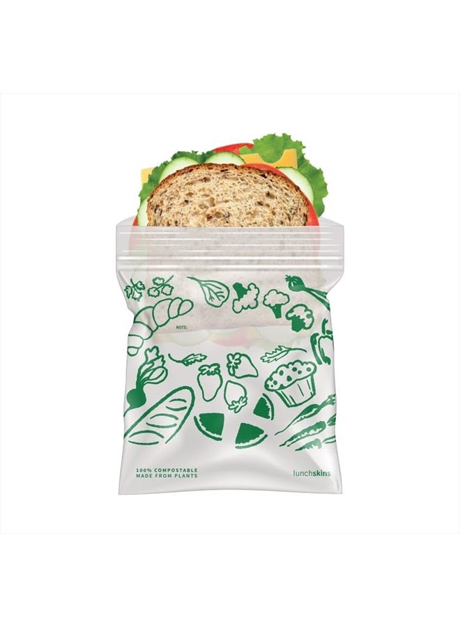 LunchSkins أكياس تخزين الطعام القابلة للتحلل والقابلة لإعادة الإغلاق من Lunchskins، حجم السندويتش، 50 كيس - صديقة للبيئة، مصنوعة بدون PFAS و BPA - Image 2