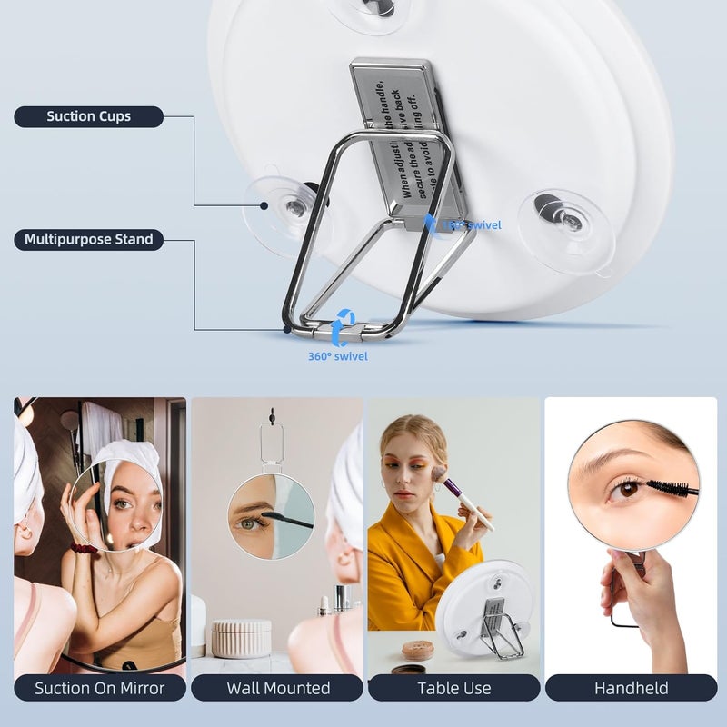 Suupvaor مرآة مكبرة 30X، مرآة مكياج كبيرة بحجم 6 بوصات مع تكبير 30X، 3 أكواب شفط وحامل قابل للتعديل 360 درجة للاستخدام اليدوي والطاولة والتثبيت على الحائط، مرآة مكبرة للسفر مضغوطة مع ملقط - Image 2