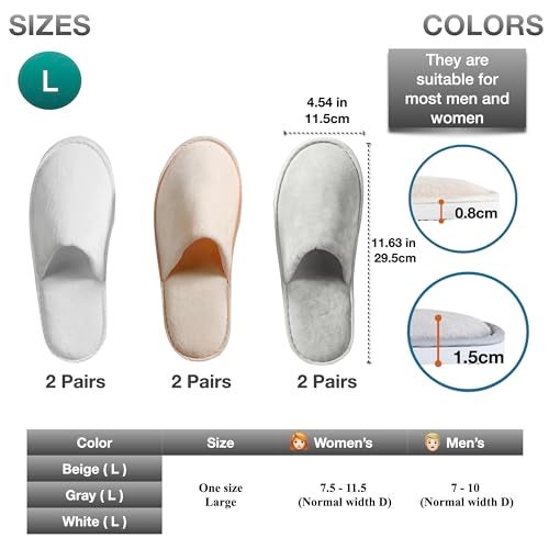 OSTADARRA 6 Pairs Spa Slippers, Non Slip Disposable Slippers For Guest, Washable Reusable, Which Can Be Used As Women Men, House, Indoor, Bathroom, Bedroom, Hotel, Bride Slippers - Image 2