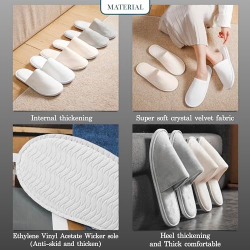 OSTADARRA 6 Pairs Spa Slippers, Non Slip Disposable Slippers For Guest, Washable Reusable, Which Can Be Used As Women Men, House, Indoor, Bathroom, Bedroom, Hotel, Bride Slippers - Image 4
