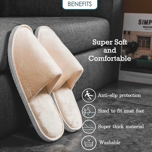 OSTADARRA 6 Pairs Spa Slippers, Non Slip Disposable Slippers For Guest, Washable Reusable, Which Can Be Used As Women Men, House, Indoor, Bathroom, Bedroom, Hotel, Bride Slippers - Image 5