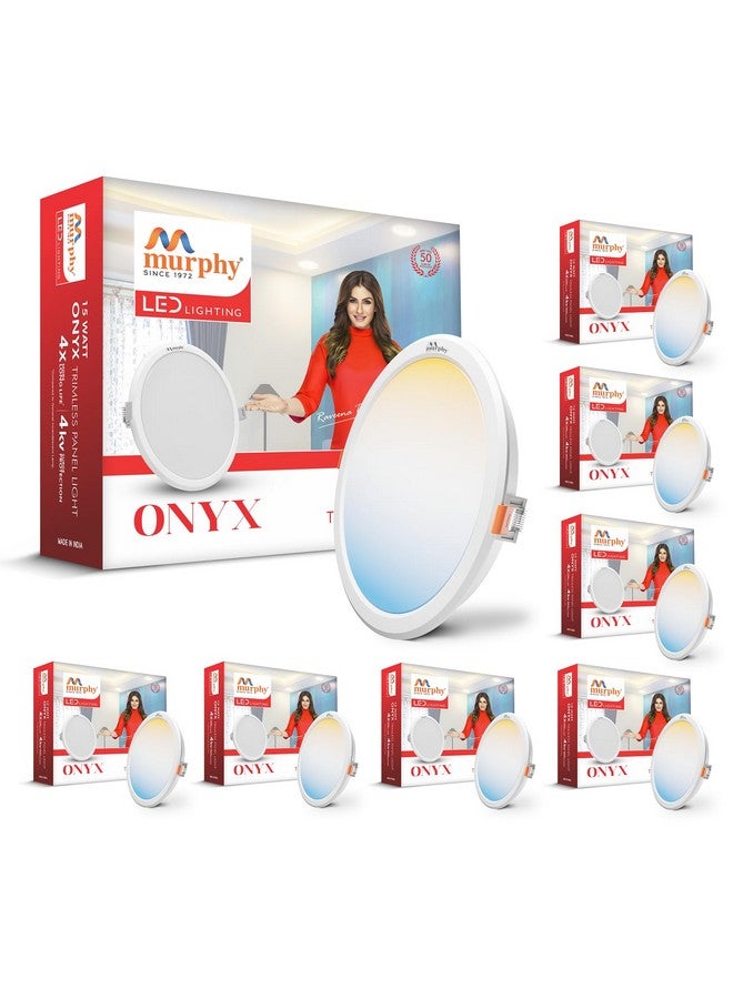 Murphy 15W Recessed Round Trimless LED Panel Light | 3-in-1 Colour Changing - Cool White/Neutral White/Warm White - Pack of 8 - Image 1