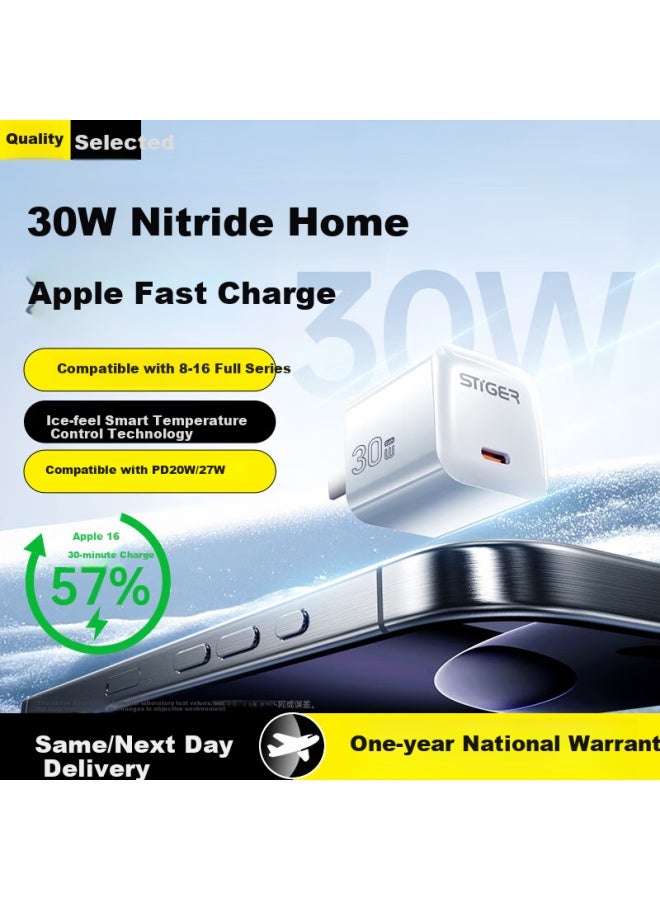 Stiger Pd30W Gallium Nitride Fast Charger For Apple 16/15, Iphone 14/13 Pro Max/12/11/8, Ipad, And Other Type-C Devices - Image 1