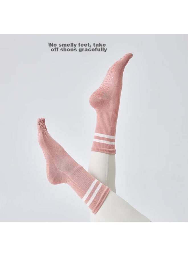 XUEXIMAN Xueximan Yoga Socks For Women, Professional Non-slip Mid-calf Five-toe Socks, Pilates Socks, Sports Anti-slip Specialized Fitness Socks  - Image 5