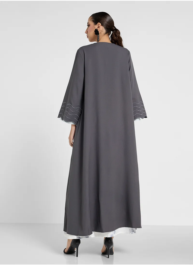 خزانة Piped Sleeve Abaya With Inner