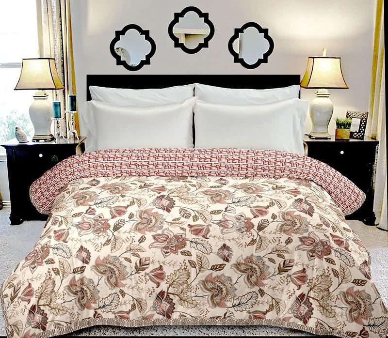 TEEJA Cotton Reversible DoharAC Blanket for Double Bed All Weather Light Weight NO9 Single Bed
