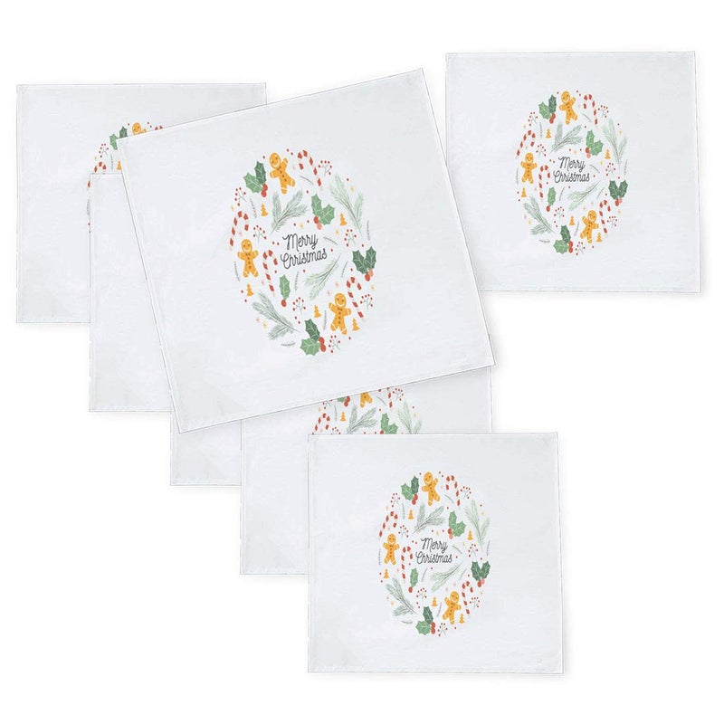 Khakee مناديل طاولة حرير تافتا بموضوع عيد الميلاد 6 قطع 10x10 لتزيين عيد الميلاد زينة عيد الميلاد هدية عيد الميلاد npxmas119P - Image 1