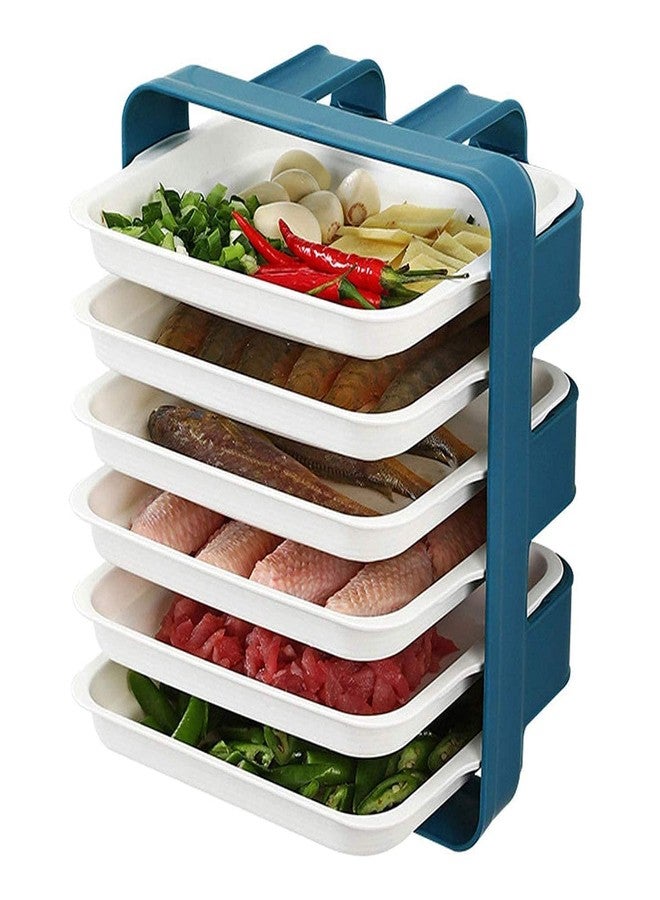 VIPREKHO 6 Layer Wall Hanging Kitchen Rack | Wall-Hanging Shelves Pantry Organizer Box | 6 Layer Wall-Mounted Food Organizer Rack for Kitchen/Fruit/Vegetable Storage Dish Holder (Pack of 1) - Image 1