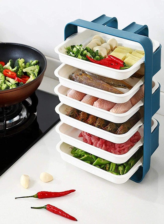 VIPREKHO 6 Layer Wall Hanging Kitchen Rack | Wall-Hanging Shelves Pantry Organizer Box | 6 Layer Wall-Mounted Food Organizer Rack for Kitchen/Fruit/Vegetable Storage Dish Holder (Pack of 1) - Image 3