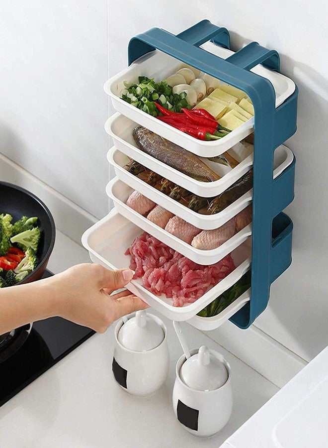 VIPREKHO 6 Layer Wall Hanging Kitchen Rack | Wall-Hanging Shelves Pantry Organizer Box | 6 Layer Wall-Mounted Food Organizer Rack for Kitchen/Fruit/Vegetable Storage Dish Holder (Pack of 1) - Image 2