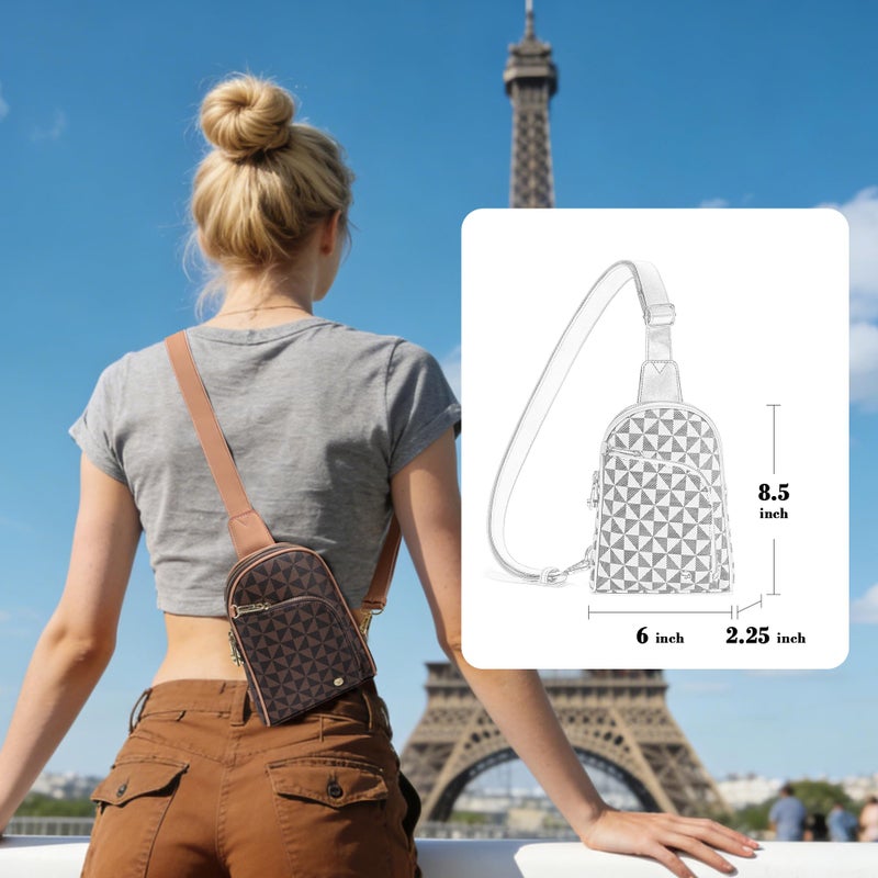 INICAT RFID Blocking Sling Bag, Anti Theft Crossbody Bag for Women, Travel Fanny Pack Style Purse, Vegan Leather(Checkered) - Image 2