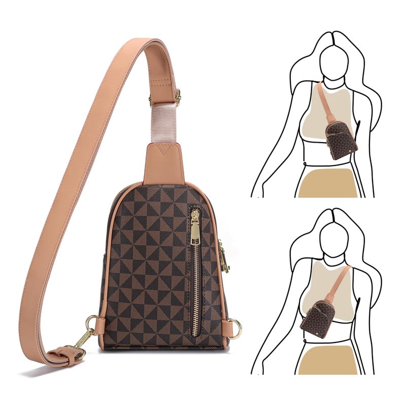 INICAT RFID Blocking Sling Bag, Anti Theft Crossbody Bag for Women, Travel Fanny Pack Style Purse, Vegan Leather(Checkered) - Image 4
