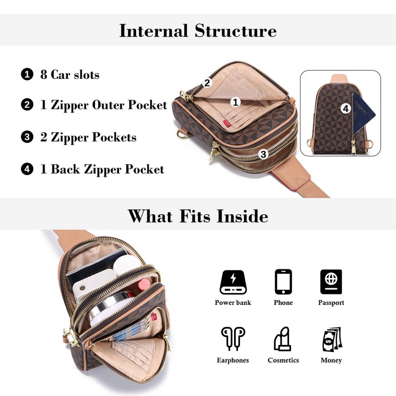 INICAT RFID Blocking Sling Bag, Anti Theft Crossbody Bag for Women, Travel Fanny Pack Style Purse, Vegan Leather(Checkered) - Image 5