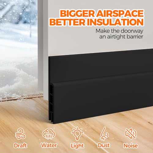Holikme Door Draft Stopper Under Door Draft Blocker Insulator Doors Sweep Weather Stripping Noise Stopper Strong Adhesive Black - Image 3