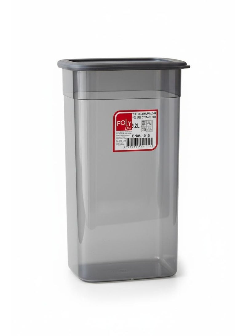 فولي لايف صندوق تخزين طعام كبير من فولي لايف، سعة ٣.٢٥ لتر، رمادي شفاف | حاوية تخزين بلاستيكية قابلة لإعادة الاستخدام بغطاء قابل للإزالة - Image 2