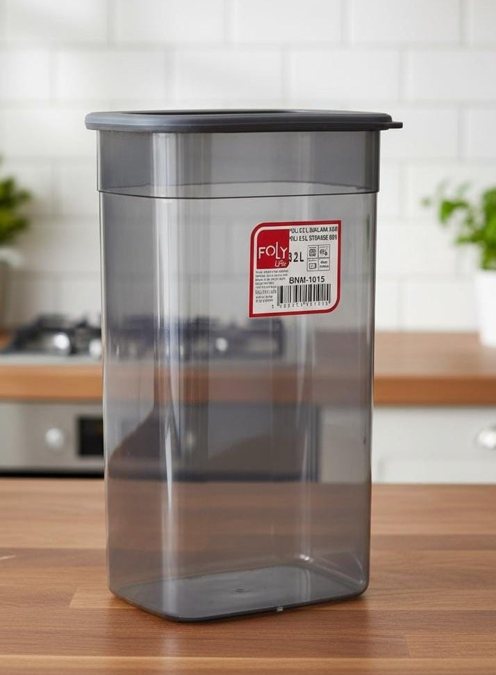 فولي لايف صندوق تخزين طعام كبير من فولي لايف، سعة ٣.٢٥ لتر، رمادي شفاف | حاوية تخزين بلاستيكية قابلة لإعادة الاستخدام بغطاء قابل للإزالة - Image 1