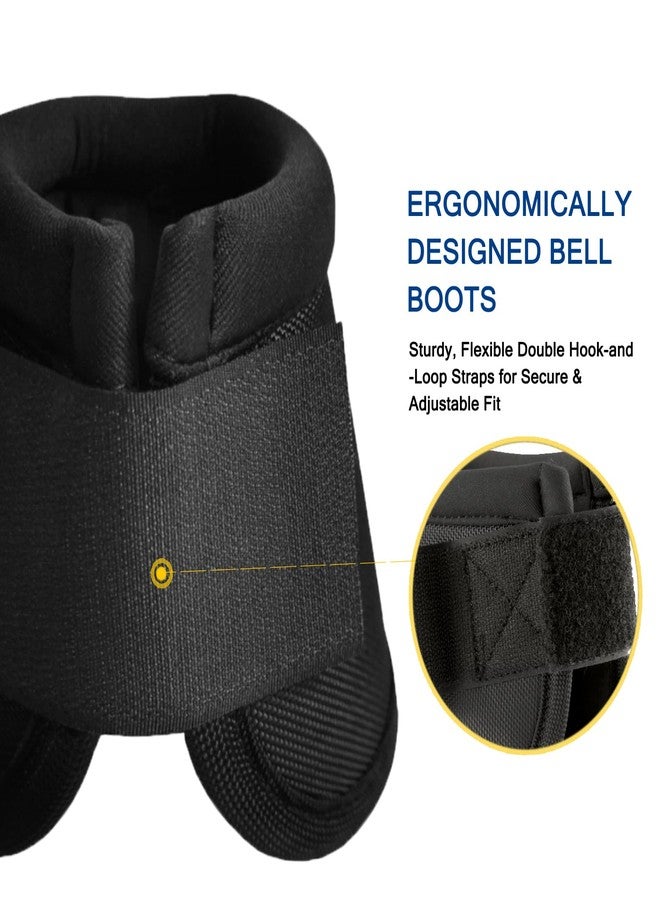 أحذية Gallopoff Equine Ballistic Overreach No-Turn Bell لحماية حوافر الخيول - أحذية لحماية حوافر الخيول (تباع كزوج) أسود مقاس كبير جدًا - Image 3