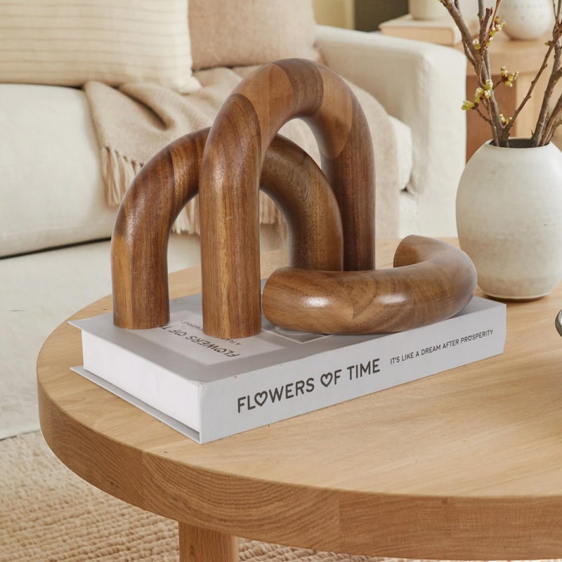 Oakrain 3 Pcs Wood Shelf Decor Aesthetic, Modern Aesthetic Home Decor Accent, Decorative Object for Coffee Table, Book Shelf, Minimalist Table Decor for Console, Living Room, Entryway, Brown - Image 5