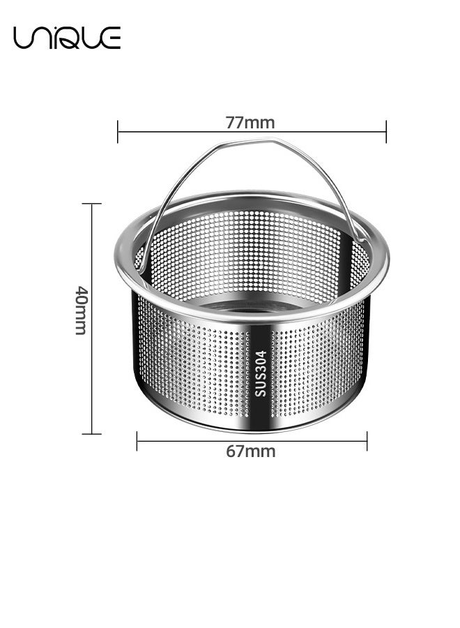 Unique 2-Pack 304 Stainless Steel Sink Strainers - Stainless Steel Drain Strainer with Handle - Rustproof, Reusable Kitchen Sink Drain Protector for Food and Hair Catching - Image 2