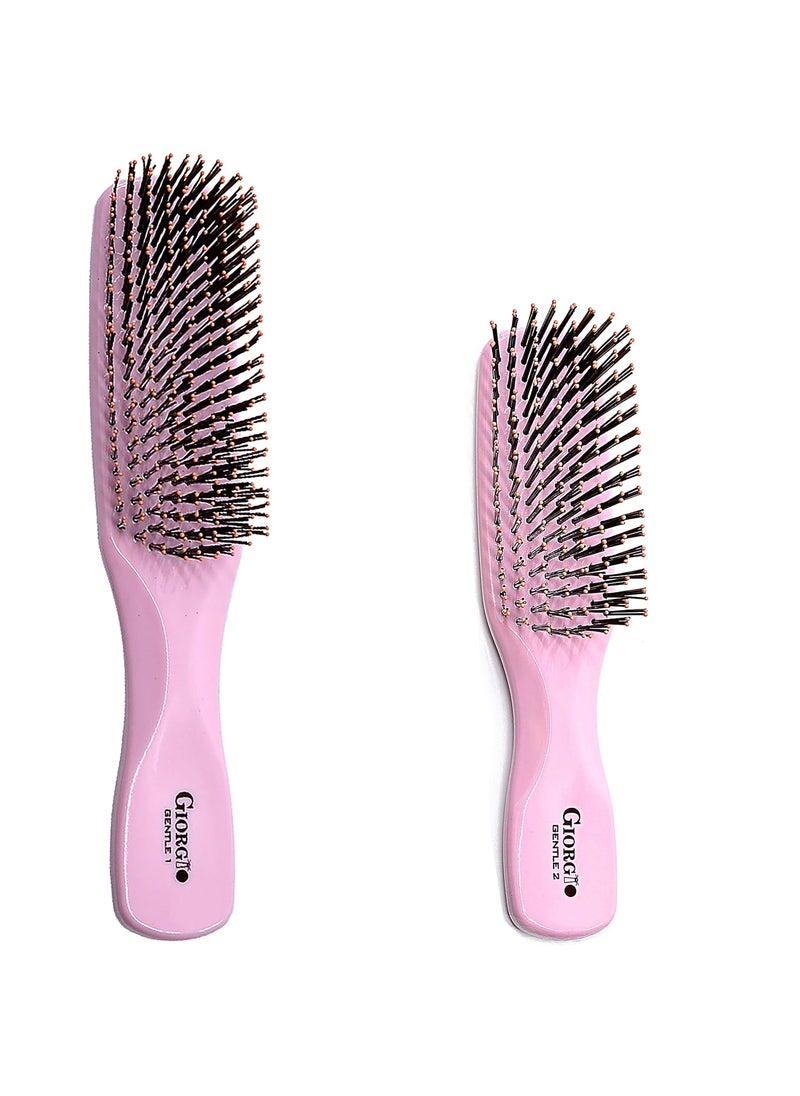 Giorgio Giorgio GIO1 Pink Gentle Touch Detangler Hair Brush for Men Women and Kids Soft Bristles for Sensitive Scalp Wet and Dry for all Hair Types Scalp Massager Brush Stimulate Hair Growth  2 Pack 