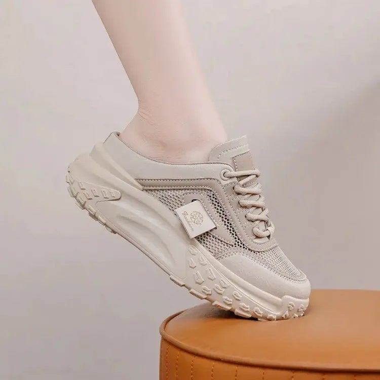 Baotou Slippers For Women, Fashionable Summer Outer Wear, Style With Skirt, Thick Soles, Heightening, Small White Sandals, Half Slippers For Pregnant Women - Image 4