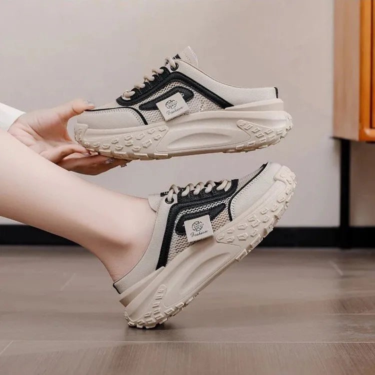 Baotou Slippers For Women, Fashionable Summer Outer Wear, Style With Skirt, Thick Soles, Heightening, Small White Sandals, Half Slippers For Pregnant Women - Image 2