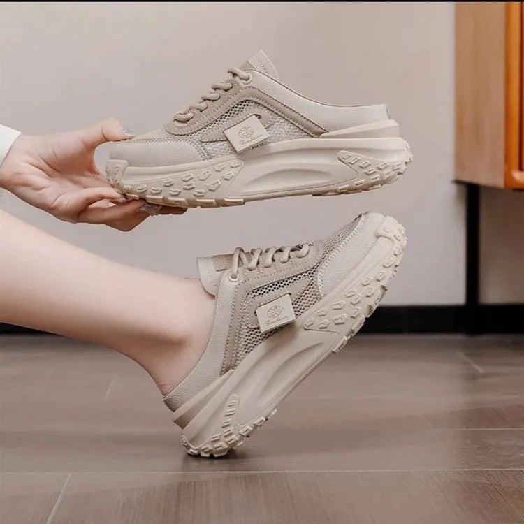 Baotou Slippers For Women, Fashionable Summer Outer Wear, Style With Skirt, Thick Soles, Heightening, Small White Sandals, Half Slippers For Pregnant Women - Image 3
